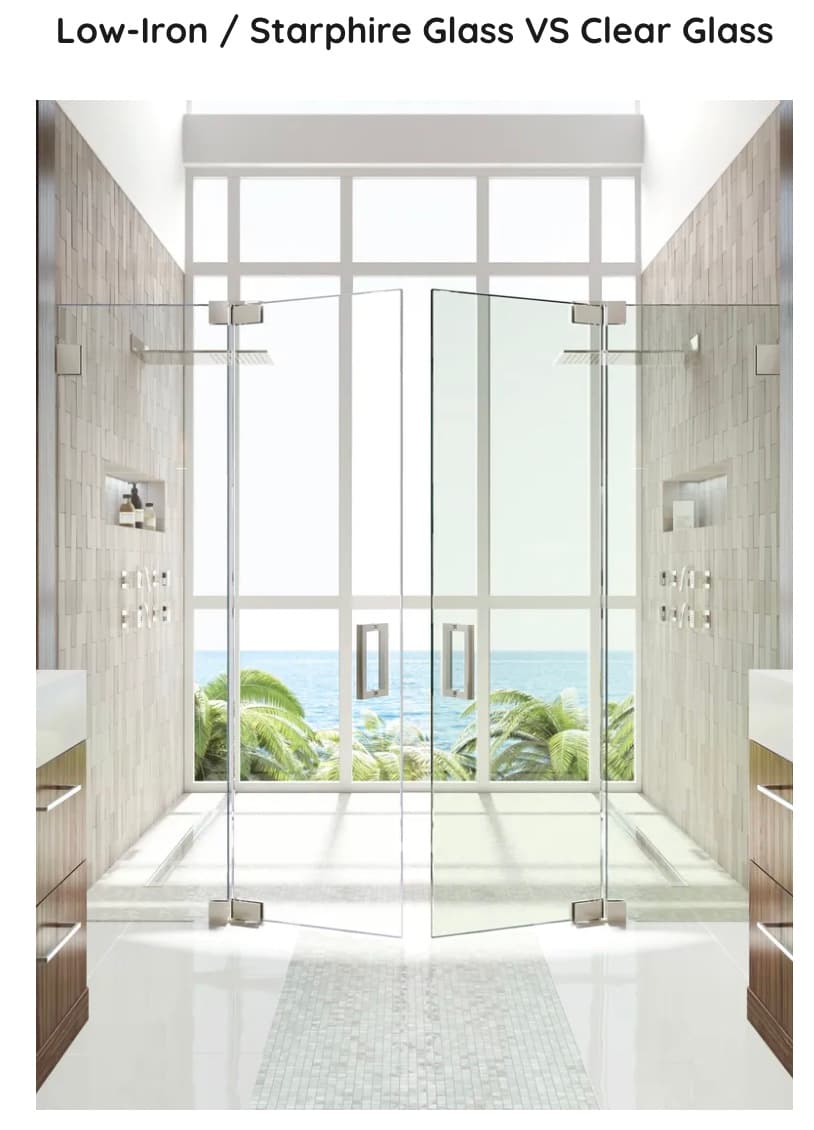Starphire Glass (Low Iron) glass for shower doors and installations
